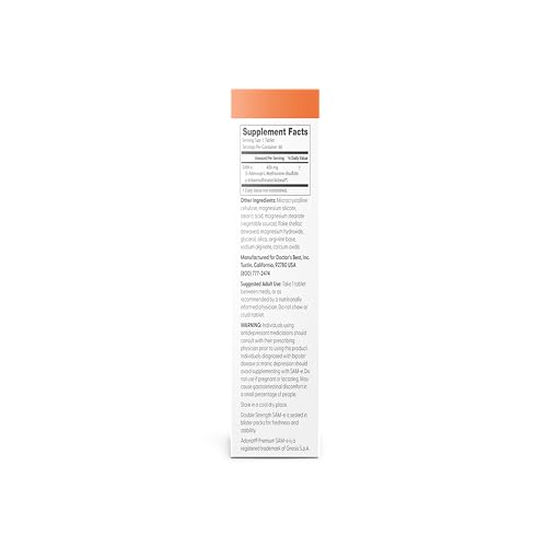 Doctor's Best SAM-e 400 tablet close-up highlighting enteric coating and purity.