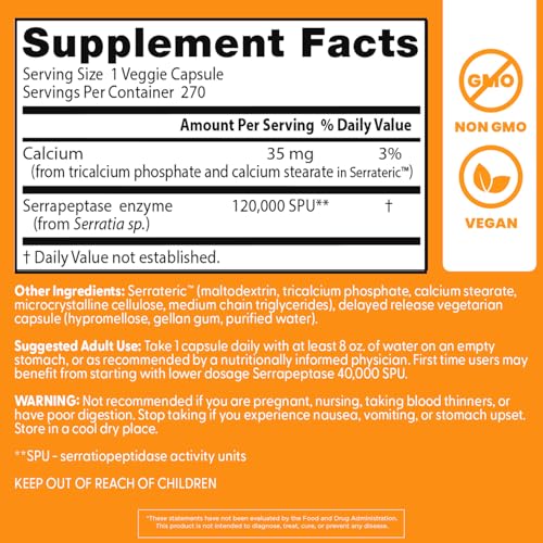 Doctor's Best Serrapeptase veggie-caps showcase vegan formulation for wellness