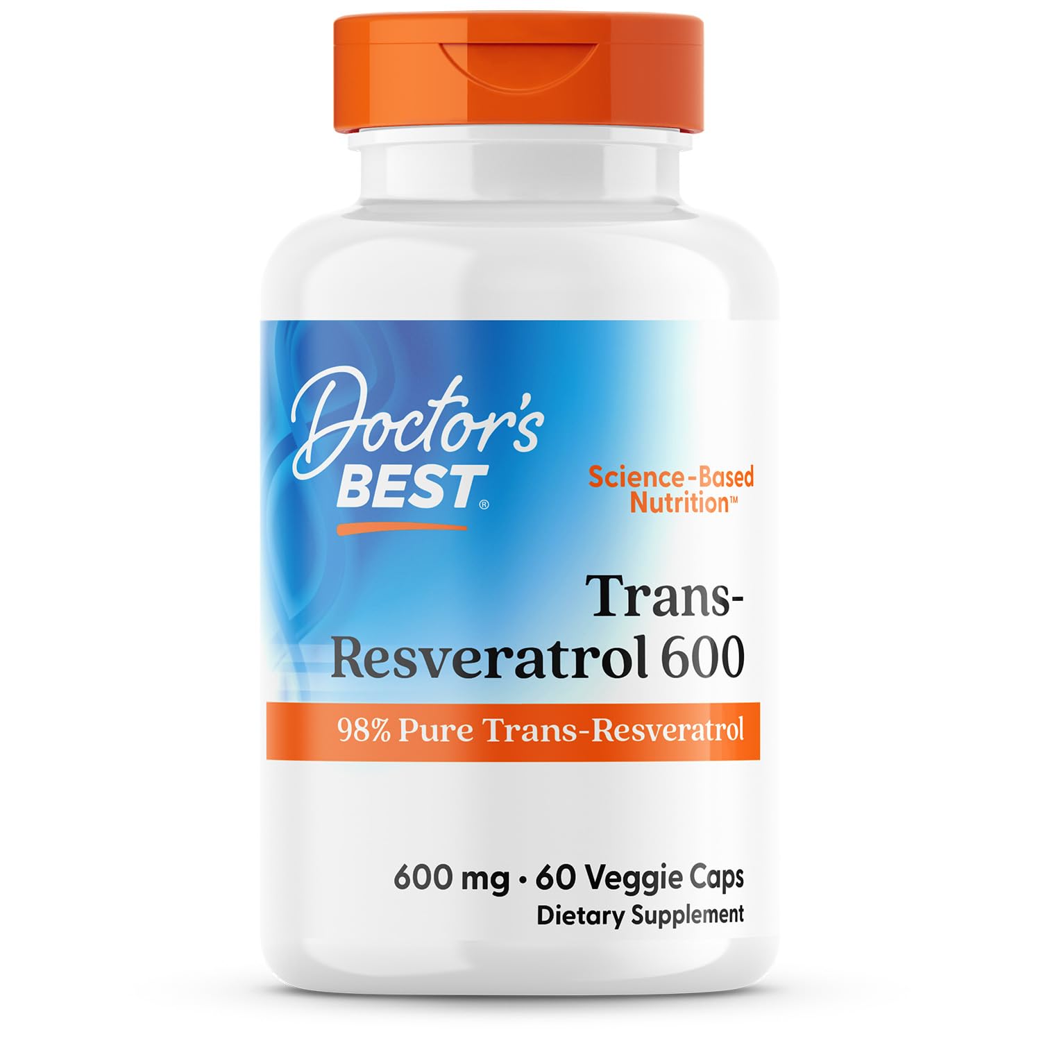 Doctor's Best Trans-Resveratrol 600 mg bottle showcases antioxidant support for daily wellness