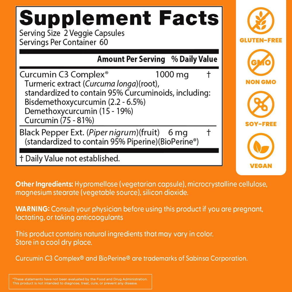 Front view of Doctor's Best turmeric curcumin bottle with label.