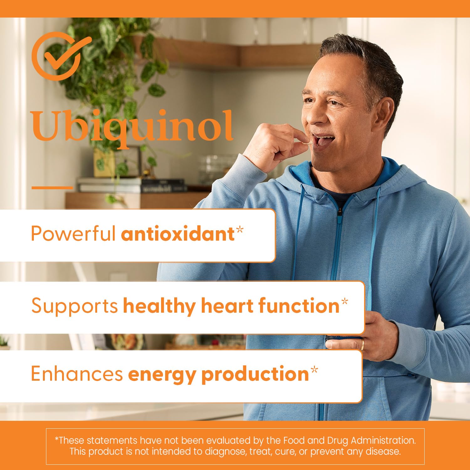 Doctors Best Ubiquinol on a daily-use scene with glass of water