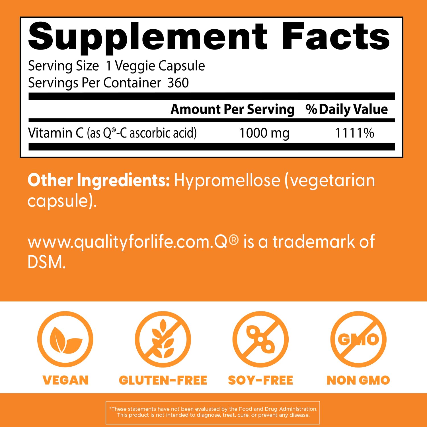 Doctor's Best vegan Vitamin C 360 veggie caps product shot