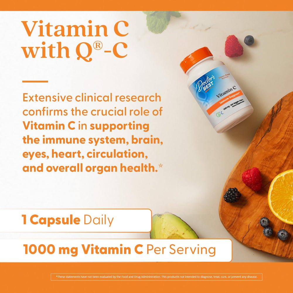Doctor's Best Vitamin C 1000mg label close-up highlighting quality