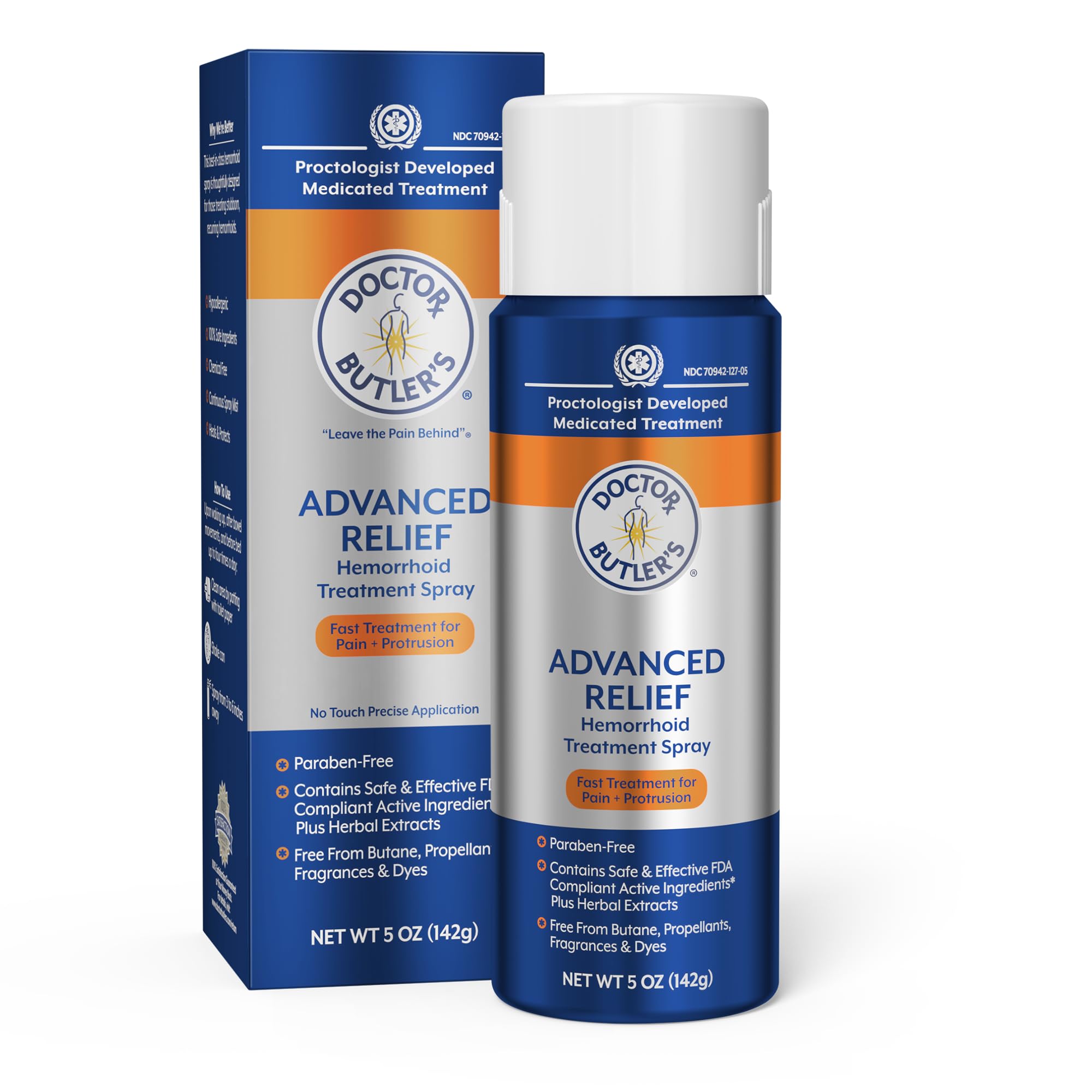 Doctor Butler's Advanced Relief spray packshot for quick irritation relief