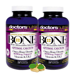 Doctors Nutra calcium MCHC bottle pour showing easy daily dosing for bone support