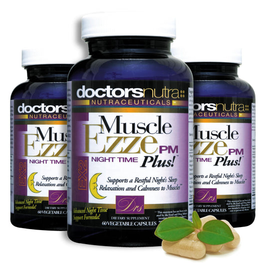 Doctors Nutra Muscle Ezze PM Plus 3-pack box for a convenient night-time routine
