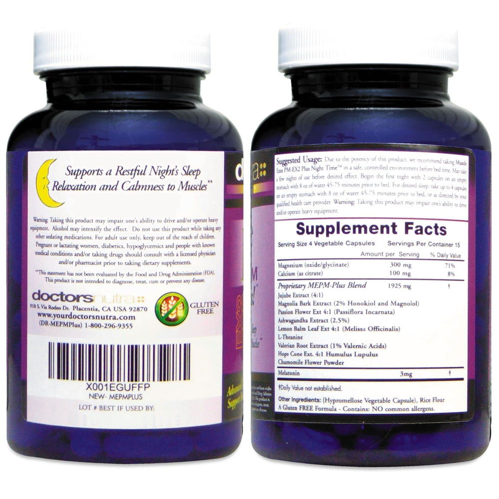 Doctors Nutra Muscle Ezze PM Plus ingredients illustration with valerian and chamomile