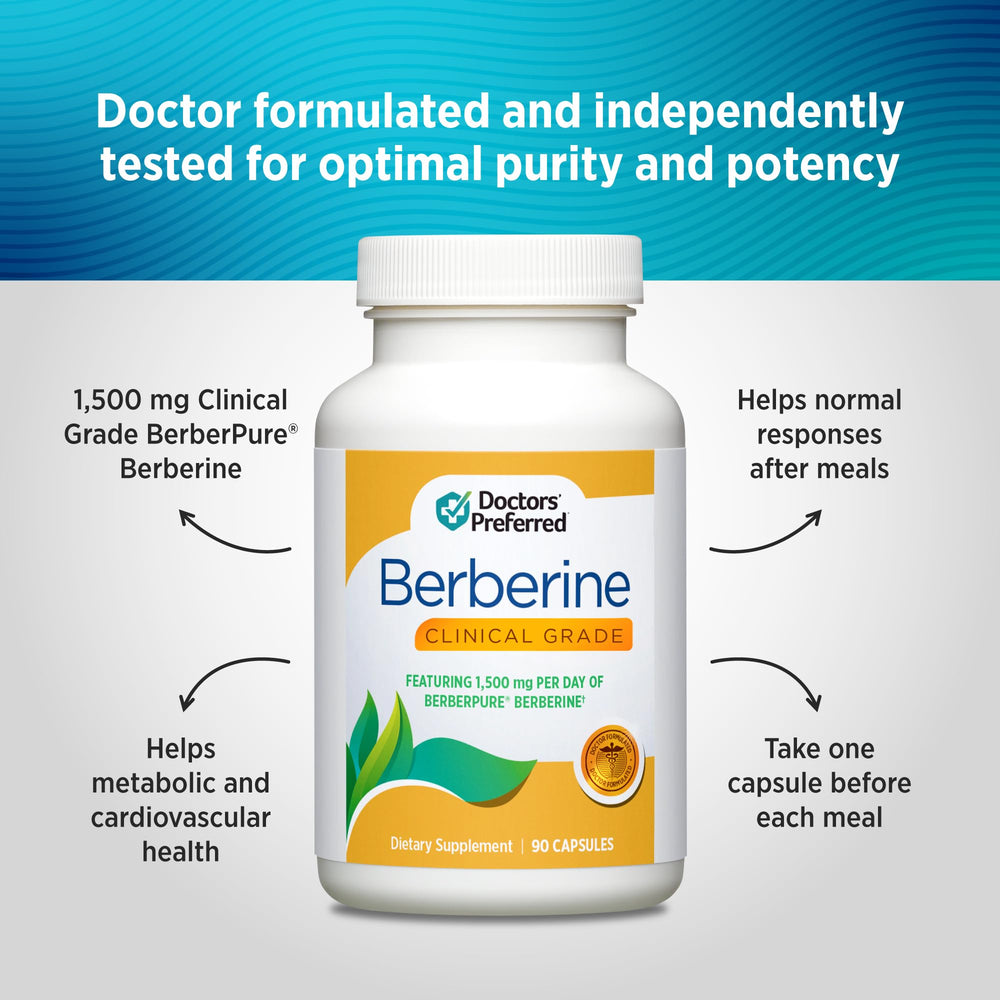 MD-developed Berberine Clinical Grade formulation in a sleek bottle.