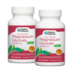 DOCTORS' PREFERRED high-potency magnesium glycinate bottle front supports heart health and mood wellness