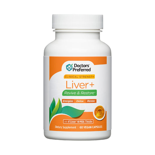 DOCTORS' PREFERRED Liver+ Revive & Restore bottle front for daily liver support