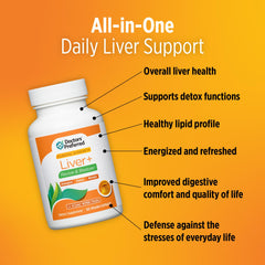 DOCTORS' PREFERRED Liver+ Revive & Restore bottle on a desk for daily routine