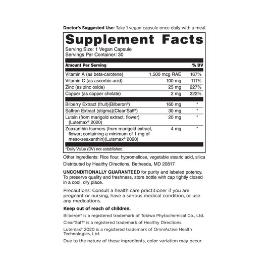 OcuGold capsules close-up highlighting vegan formulation for eye health