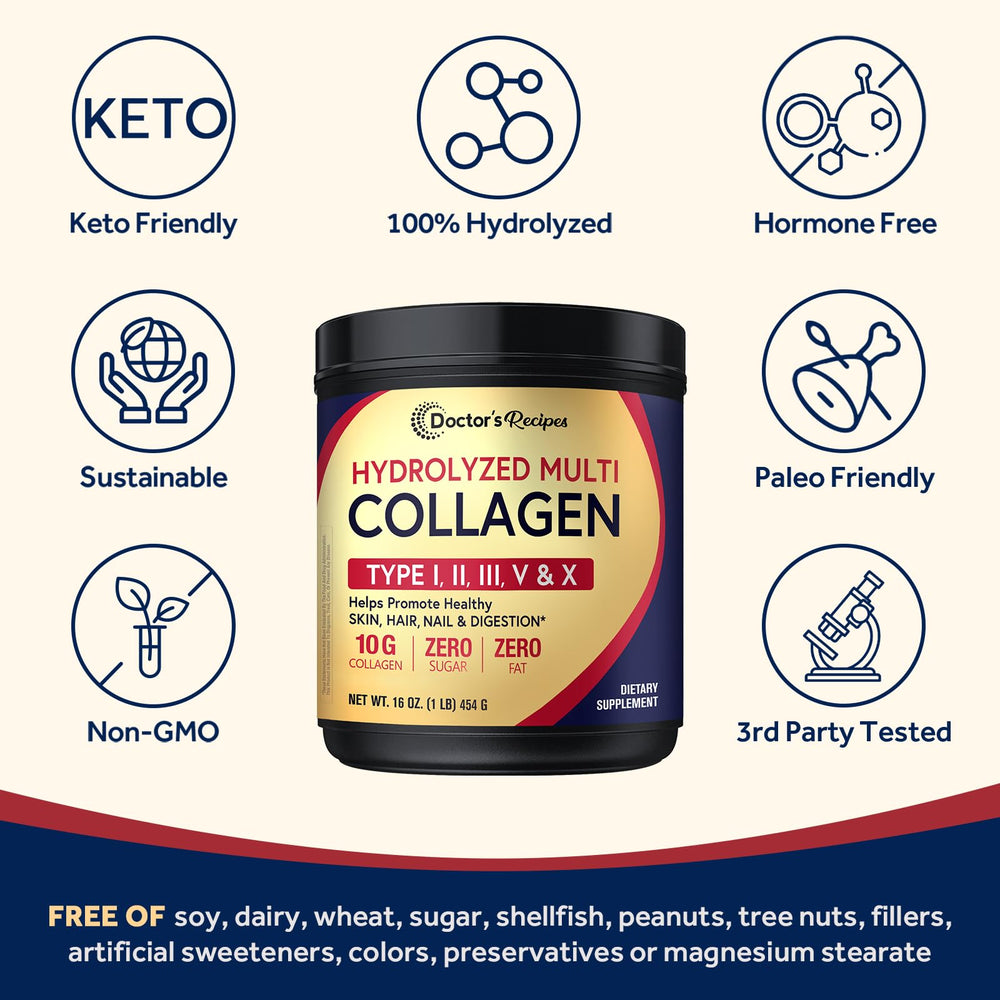 Doctor's Recipes unflavored collagen powder with odor-free profile