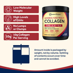 Doctor's Recipes diagram of collagen types I–X on packaging