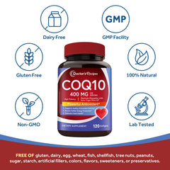 Doctor's Recipes CoQ10 heart health focus image highlights mitochondrial energy.