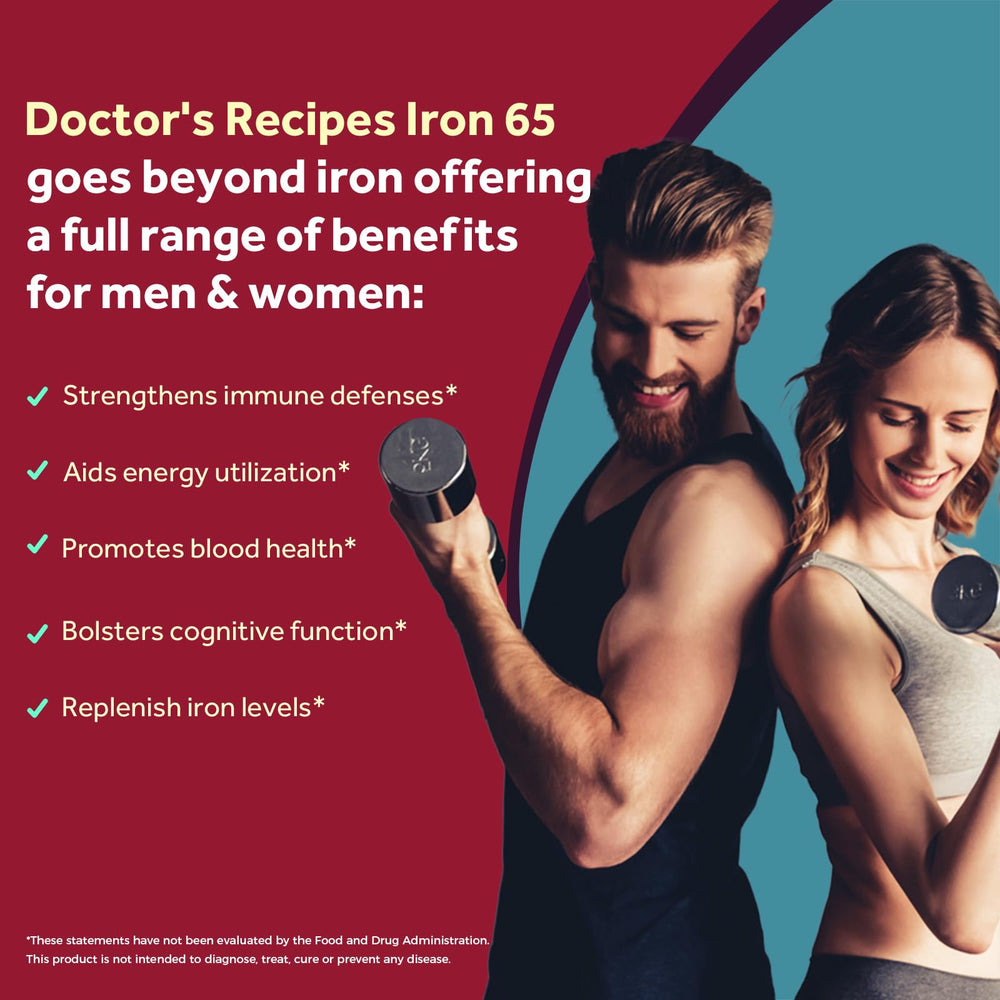 Doctor's Recipes Iron bottle back label with vitamin C content