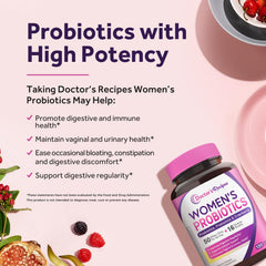 Capsules from Doctor's Recipes Women's Probiotic shown up close for daily intake