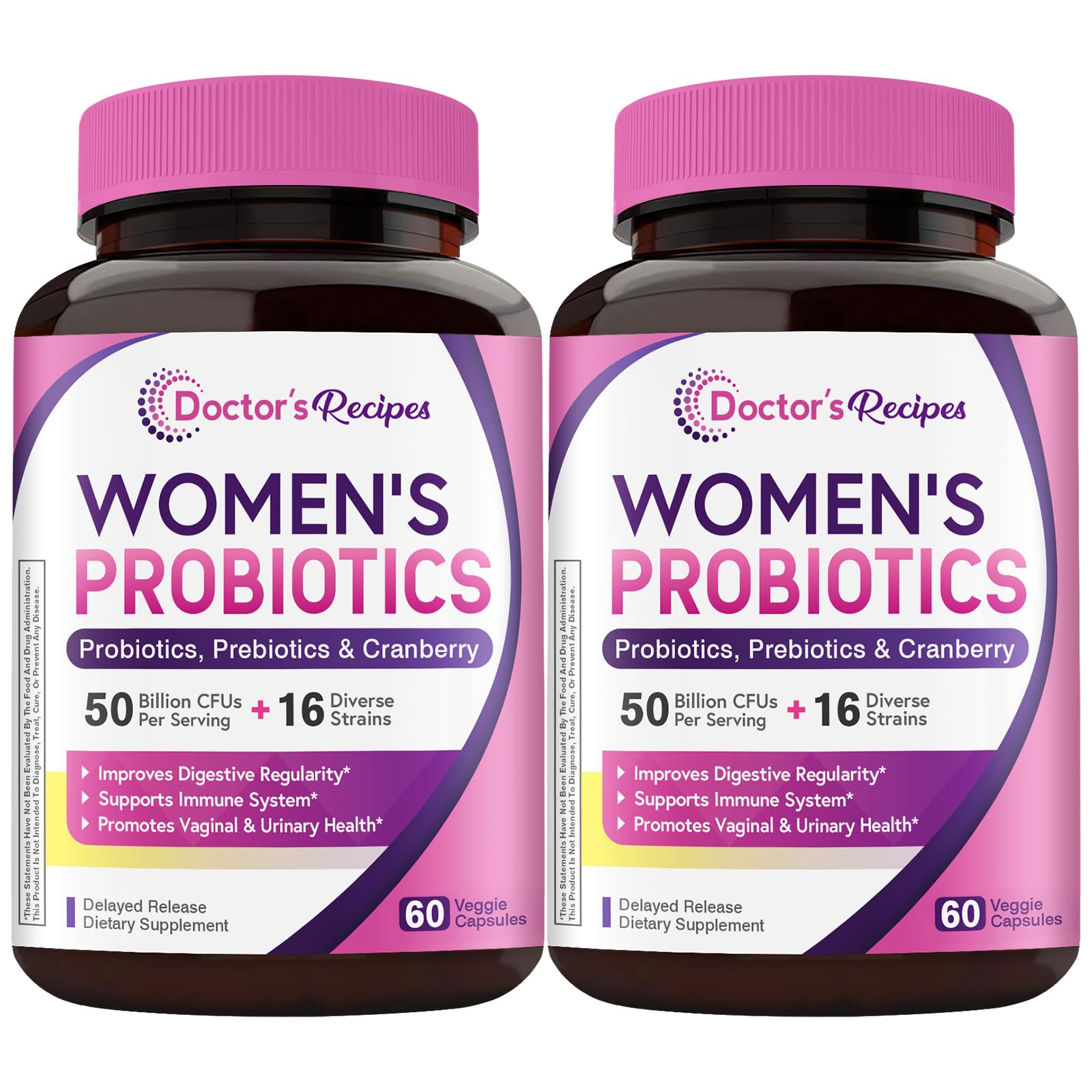 Doctor's Recipes Women's Probiotics bottle with capsules supports daily gut balance