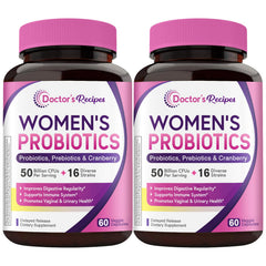 Doctor's Recipes Women's Probiotics bottle with capsules supports daily gut balance