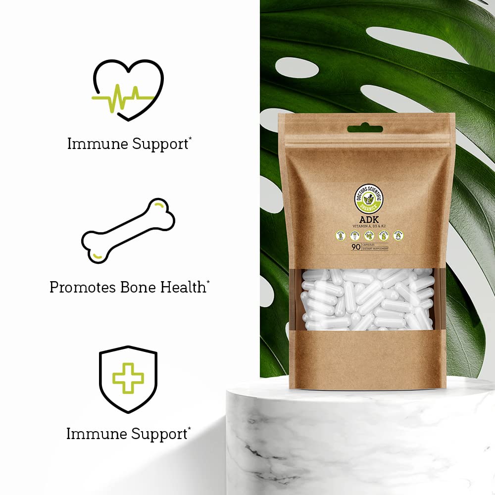 Doctors Scientific DSO ADK vegan, gluten-free capsule supporting calcium absorption.
