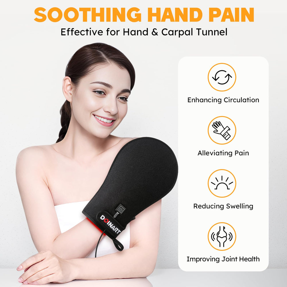 Doinart hand glove applying near infrared light to fingers