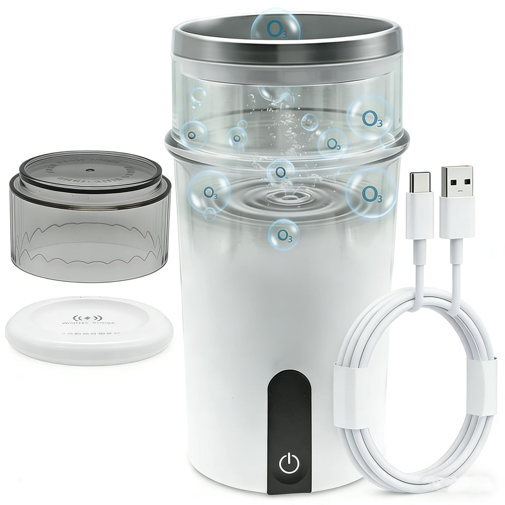 DOIZATO ozone water cup, front view, enables portable oral care on the go.