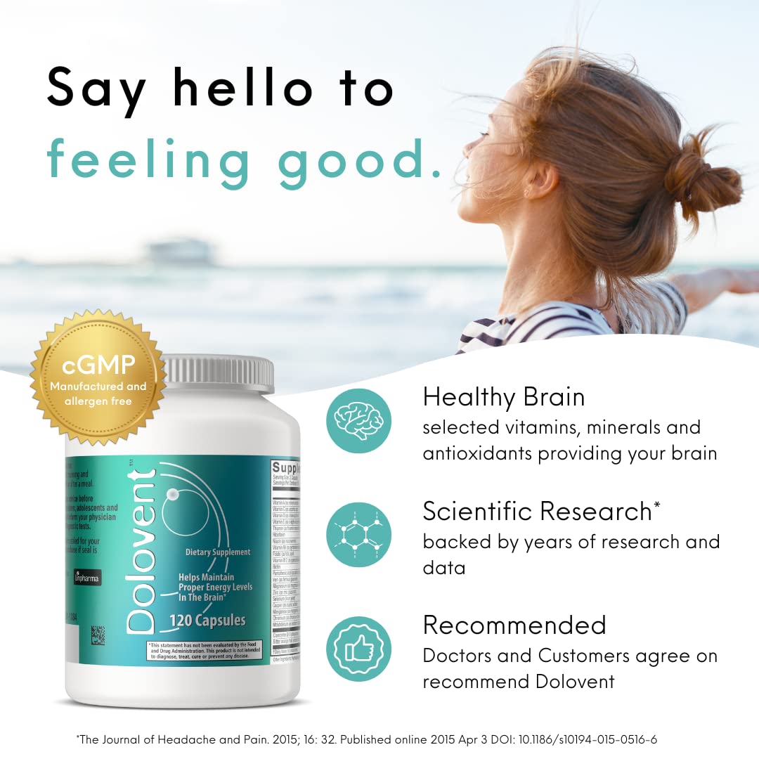 Dolovent magnesium 600 mg capsules highlighting key ingredient.
