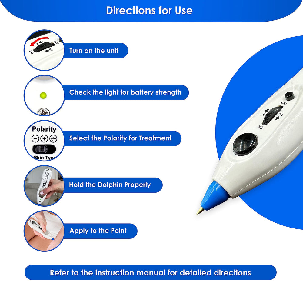 Dolphin Neurostim at-home use on knees and elbows.