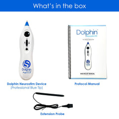Dolphin Neurostim pulse-therapy action demonstrates non-invasive stimulation.