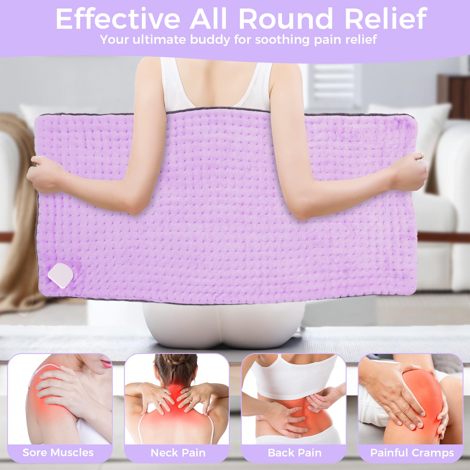 Domigard heating pad features a 4 auto-off timer for safe, flexible use