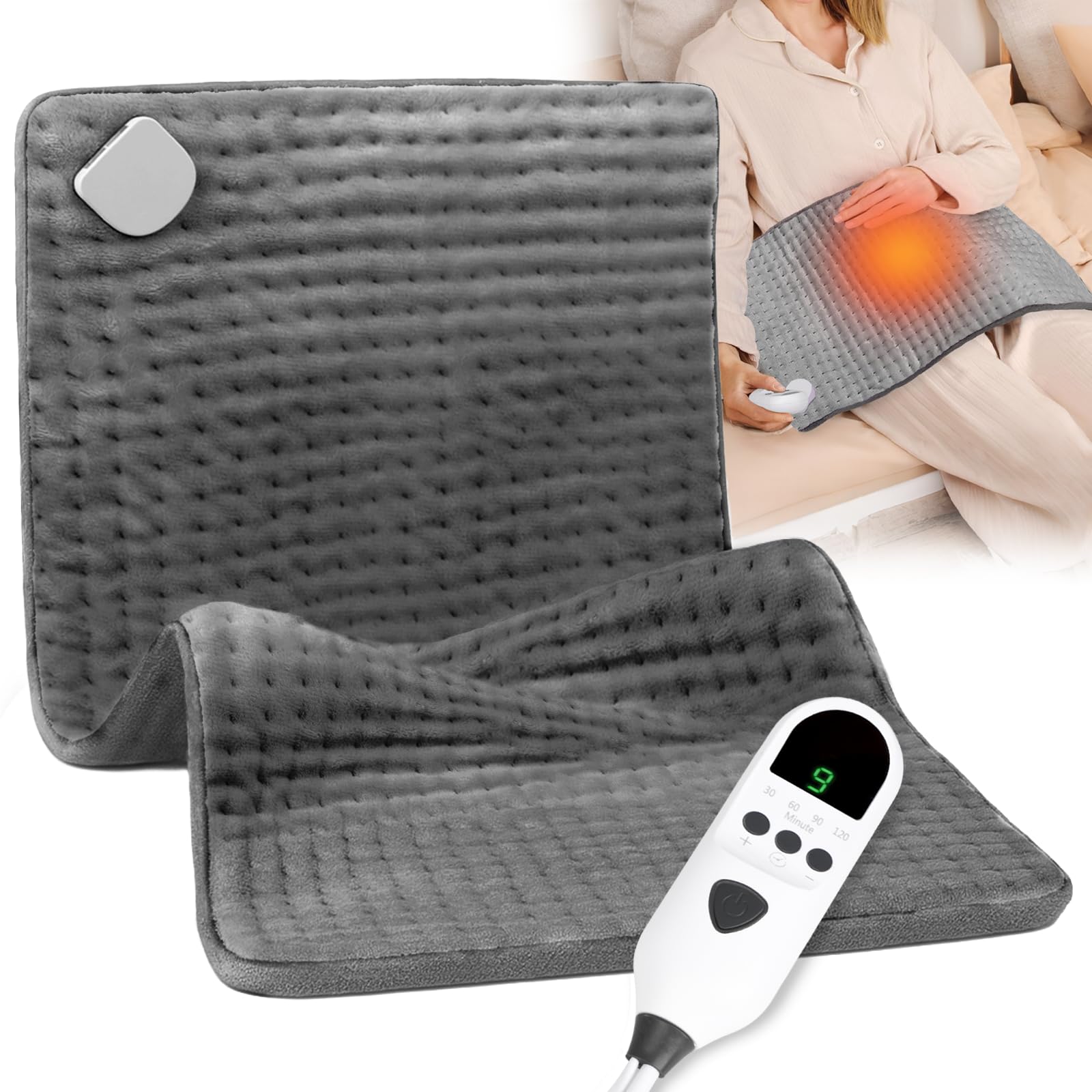 Domigard heating pad back-xxl cover demonstrates large coverage for full back comfort