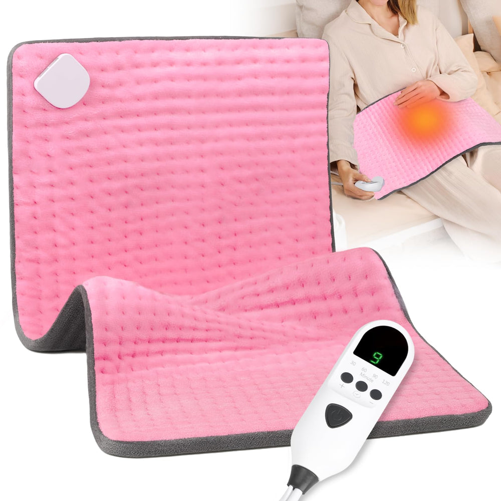 Domigard heating pad XXL coverage over shoulders and back for full-body comfort.