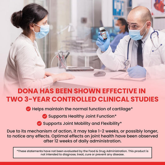 Close-up of Dona caplets highlighting texture for joint comfort