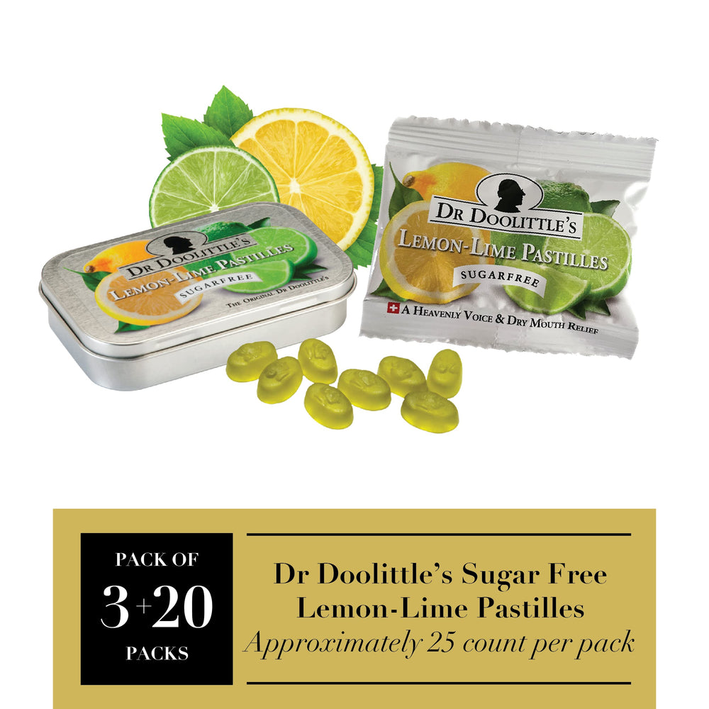 DOOLITTLE Dr Sugar Free Soft Fruit Pastilles travel-bag view for convenient relief and vitamin C