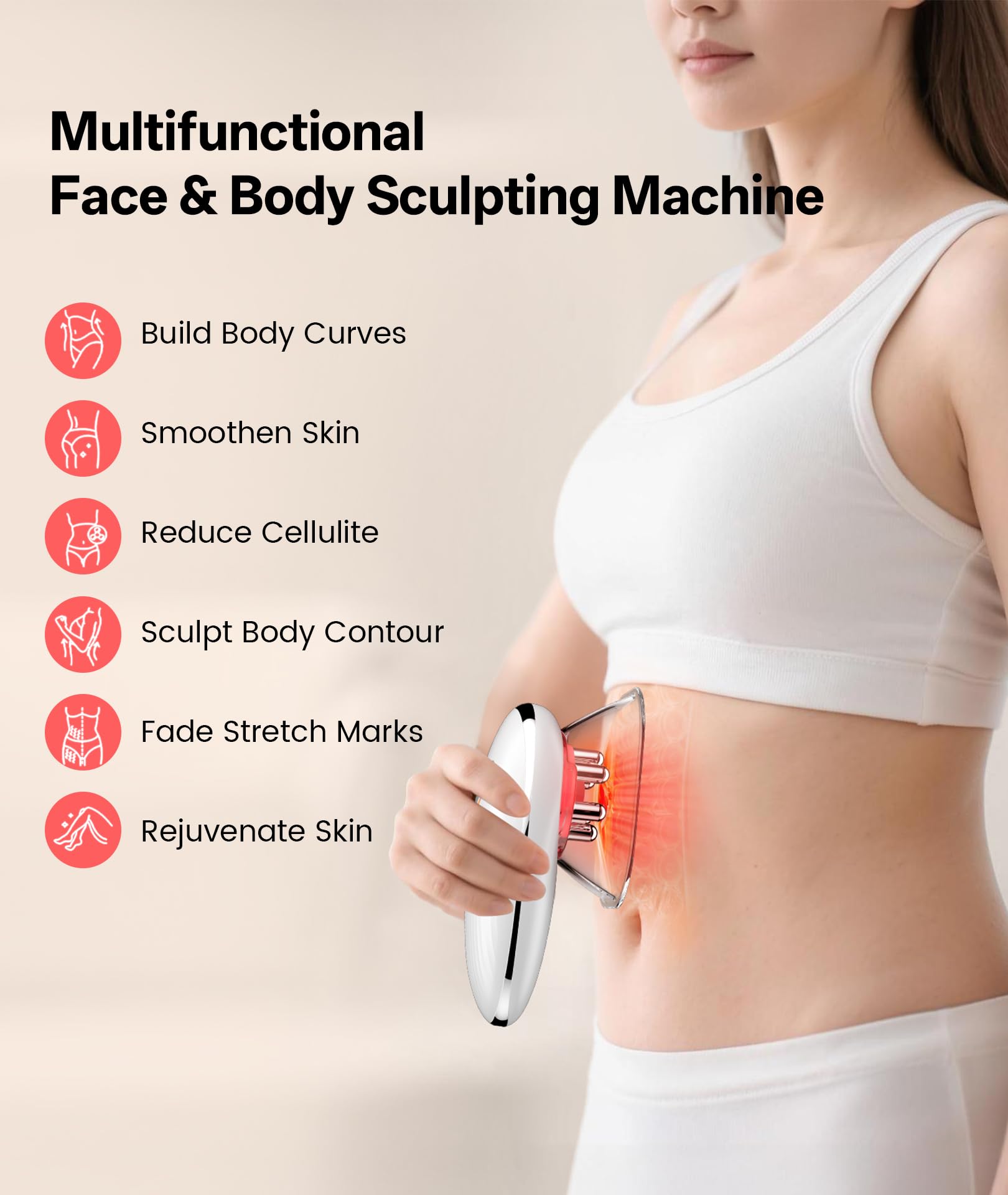 Dopsikn large-area suction cup enables treatment of legs, abdomen, and back.