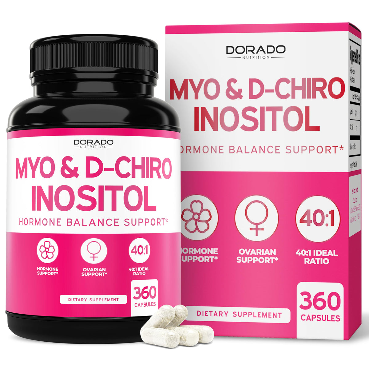 DORADO NUTRITION Myo-Inositol & D-Chiro Inositol capsules for daily balance.