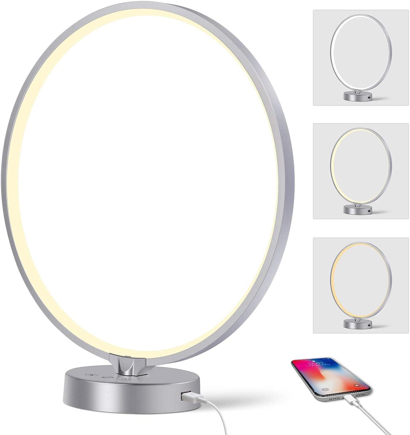 Doraubia Light Therapy Lamp emitting 10000 lux glow for daytime mood and focus.