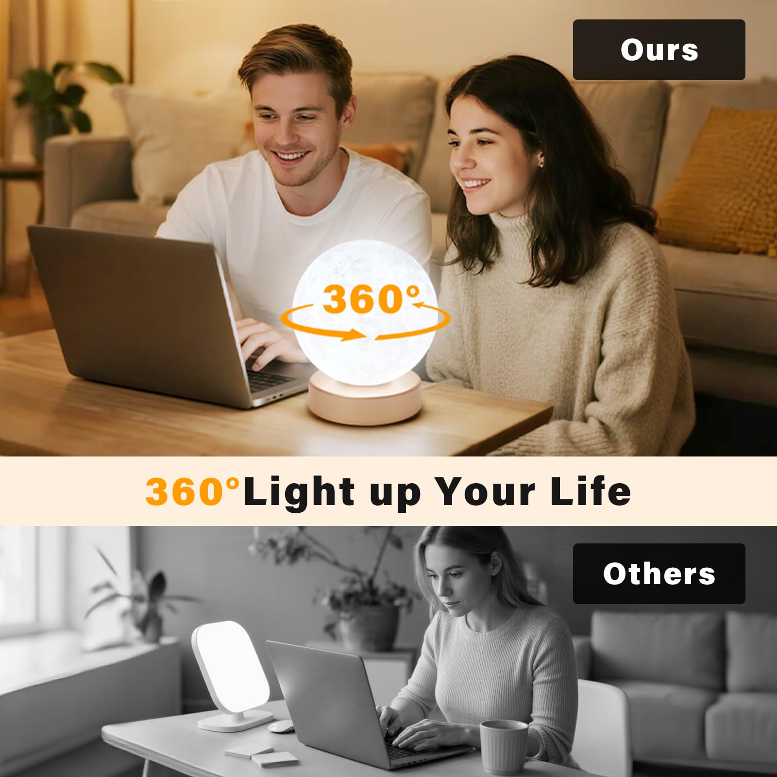 Doraubia 3D printed moon light adds calming bedroom ambience.