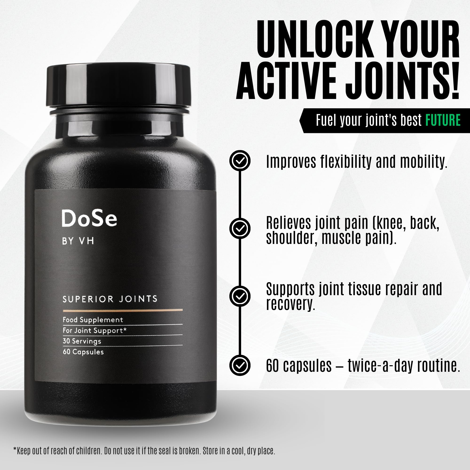 DoSe by VH turmeric-ginger label close-up highlighting herbal flexibility support