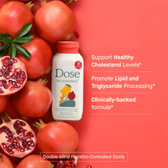 DOSE cholesterol bottle label closeup highlighting CoQ10 and curcumin ingredients for transparency