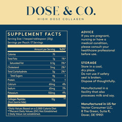 DOSE & CO Vanilla Collagen Creamer sideview emphasizes compact 12 oz pouch