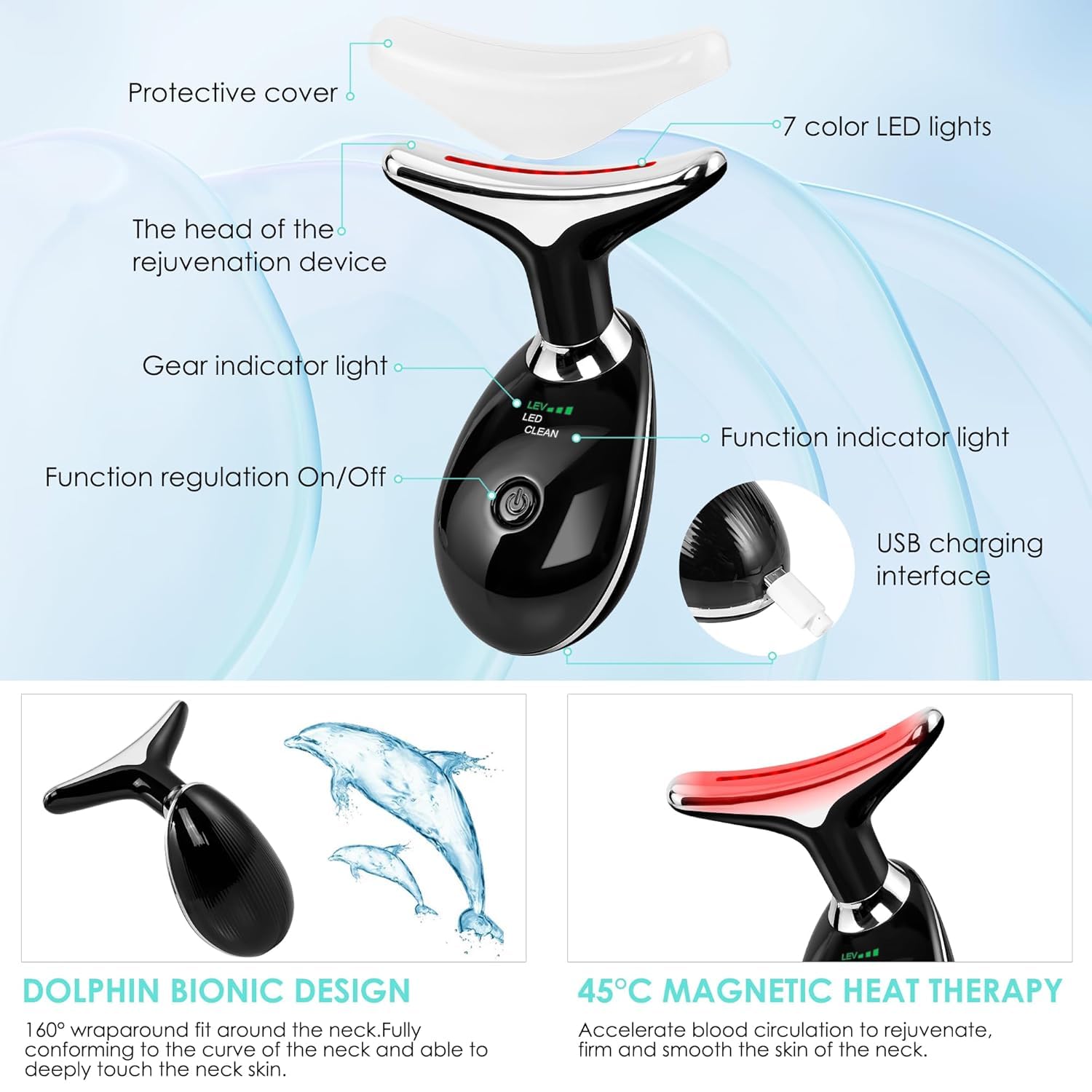 Doset facial massager includes USB cable and user manual