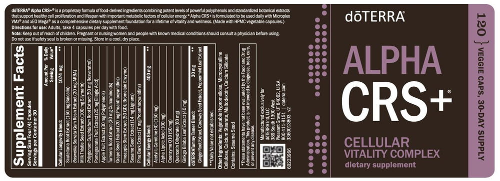 doTERRA Alpha CRS+ polyphenol blend symbolizing cellular longevity.