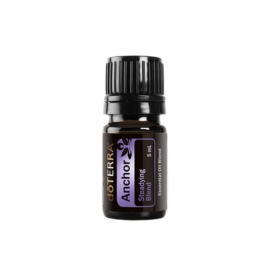 doTERRA Anchor steadying blend bottle pour promotes calm focus during mindful practice