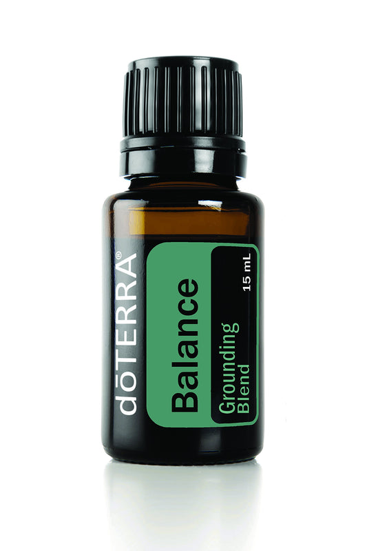 doTERRA Balance grounding blend bottle promoting calm and balanced mood.
