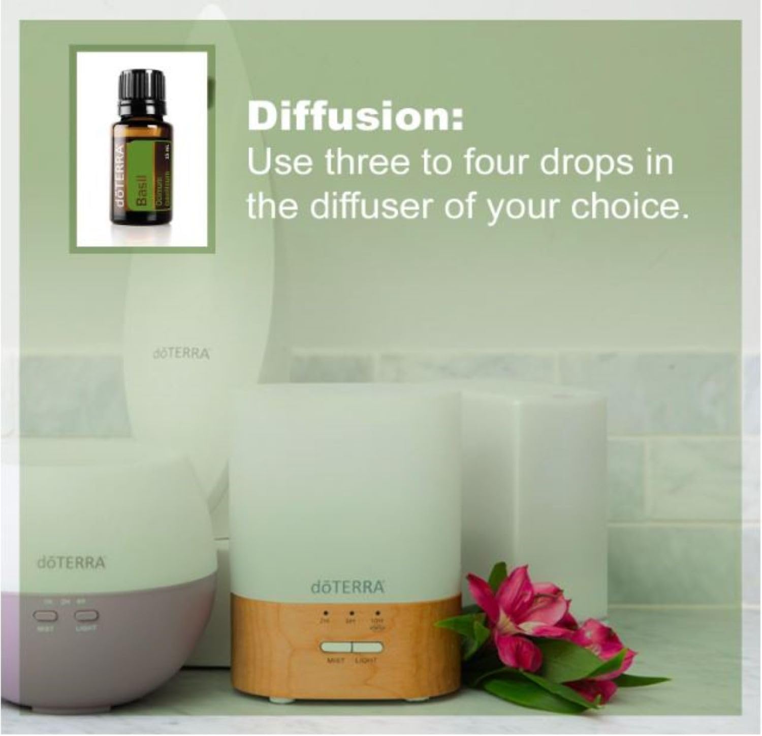 doTERRA Basil oil used during menstrual-cycle routines with aroma
