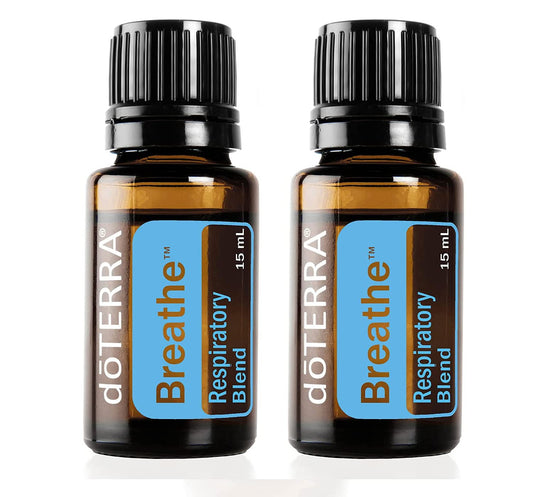 doTERRA Breathe two-pack bottles for soothing airways and nightly diffusion.