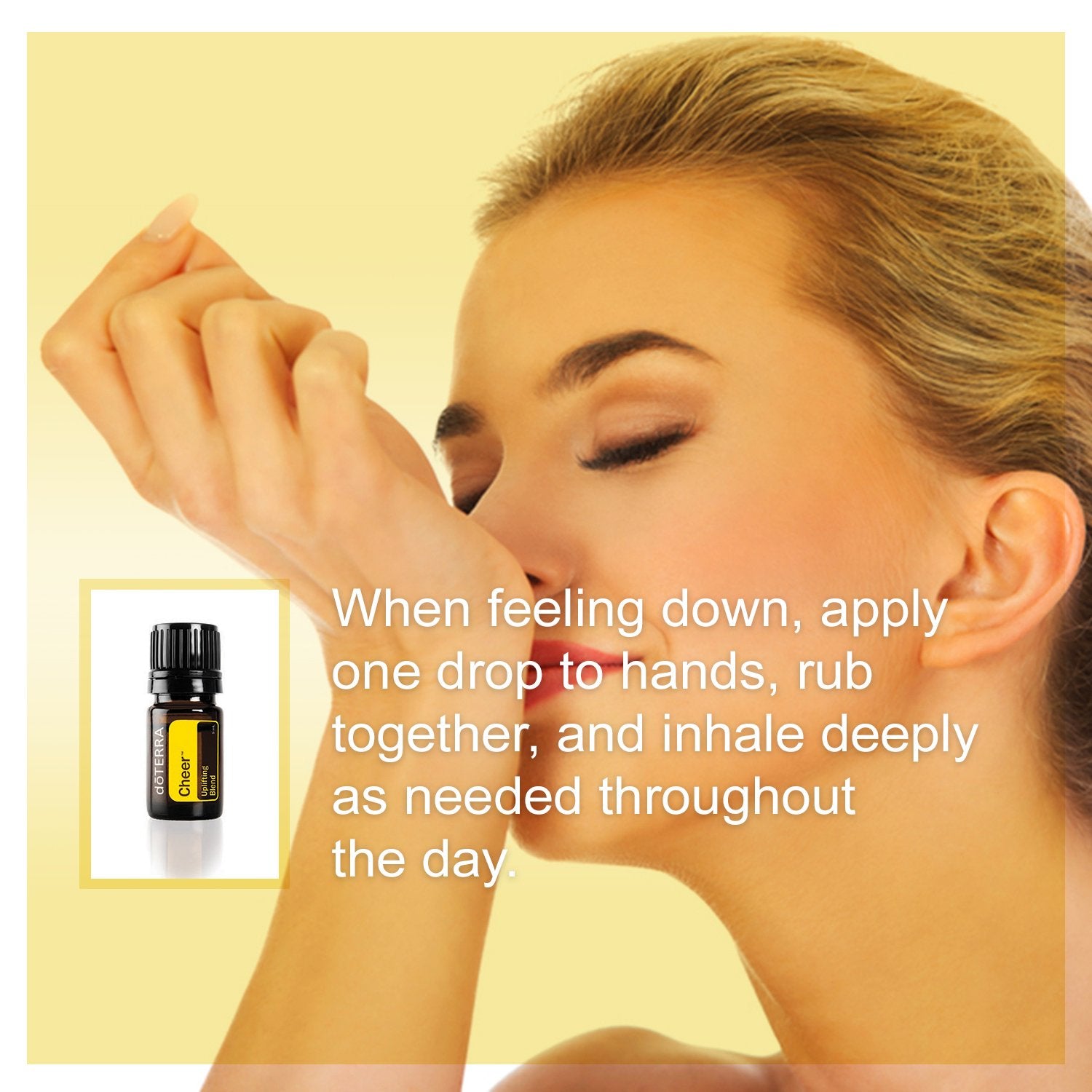doTERRA Cheer on a shelf display in a wellness space.