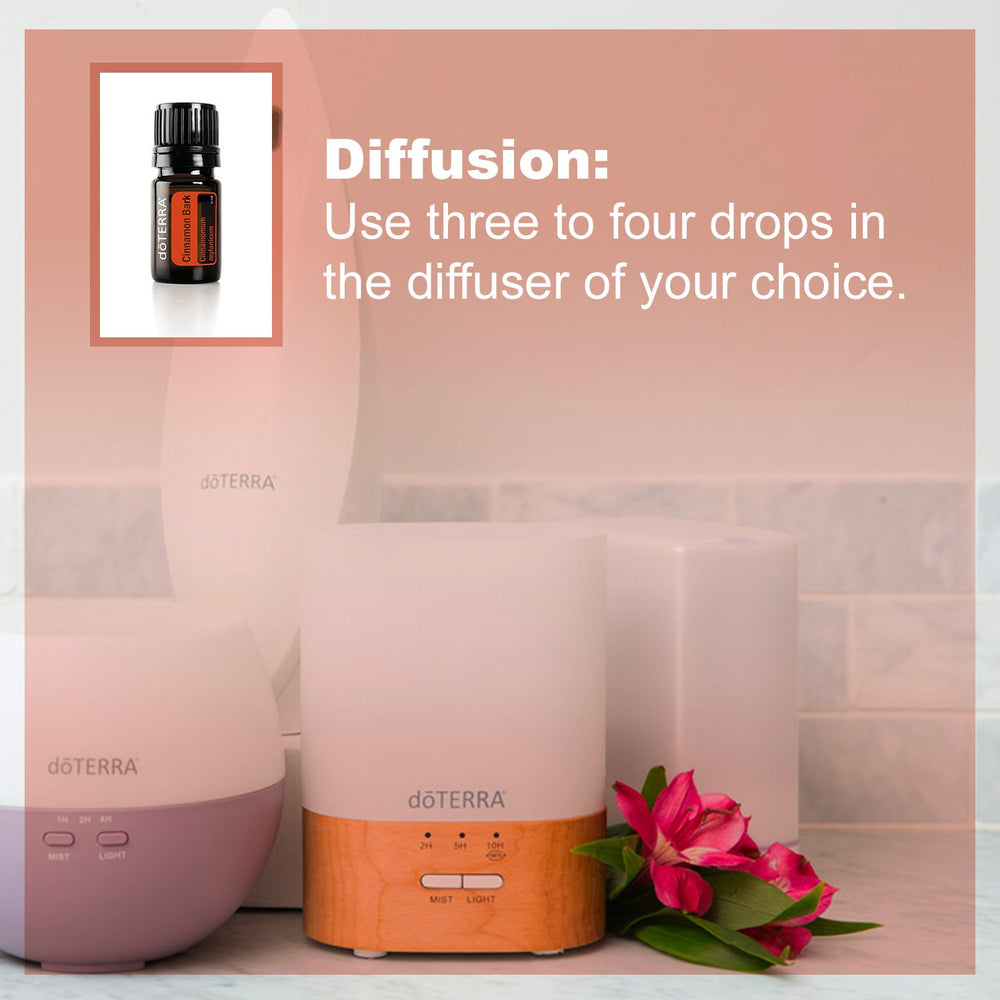 DoTERRA cinnamon oil amber bottle on shelf