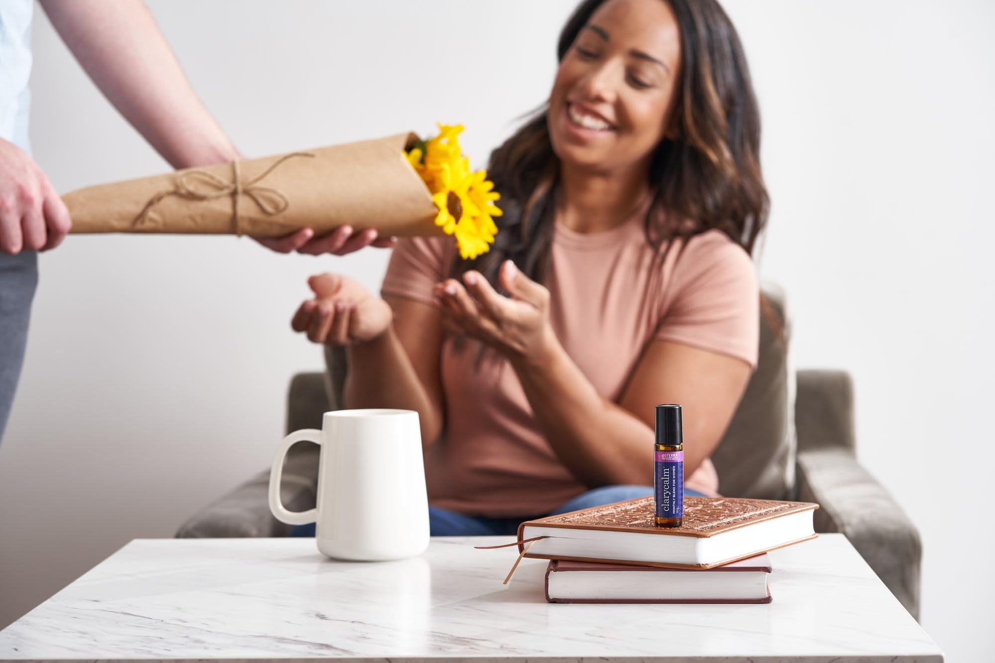 doTERRA Clary Calm ingredients label highlights the blend's herbaceous notes.